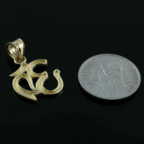10K Solid Gold Om Ohm Pendant Charm - Yellow, Rose, or White Yoga symbol